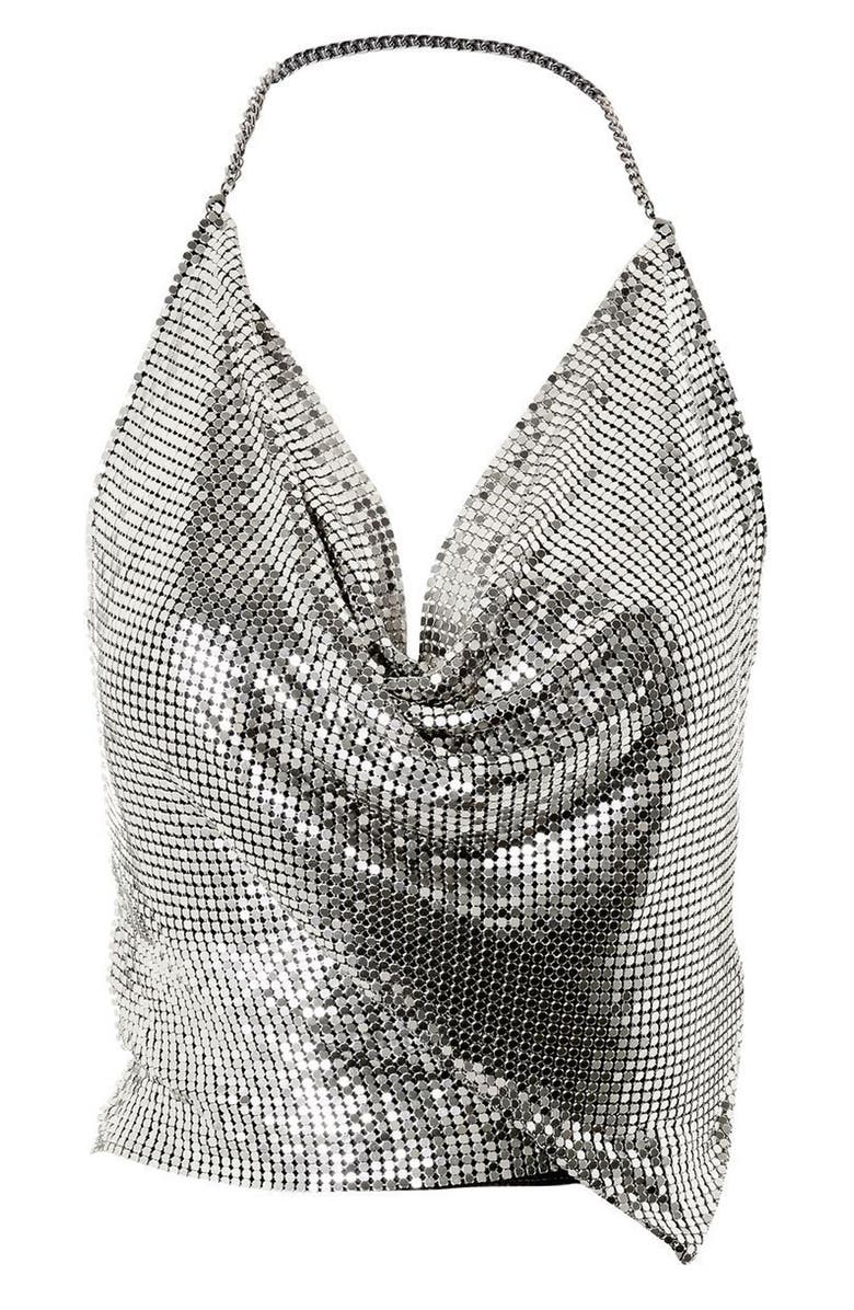Topshop Chain Mail Halter Neck Top, Alternate, color, 
