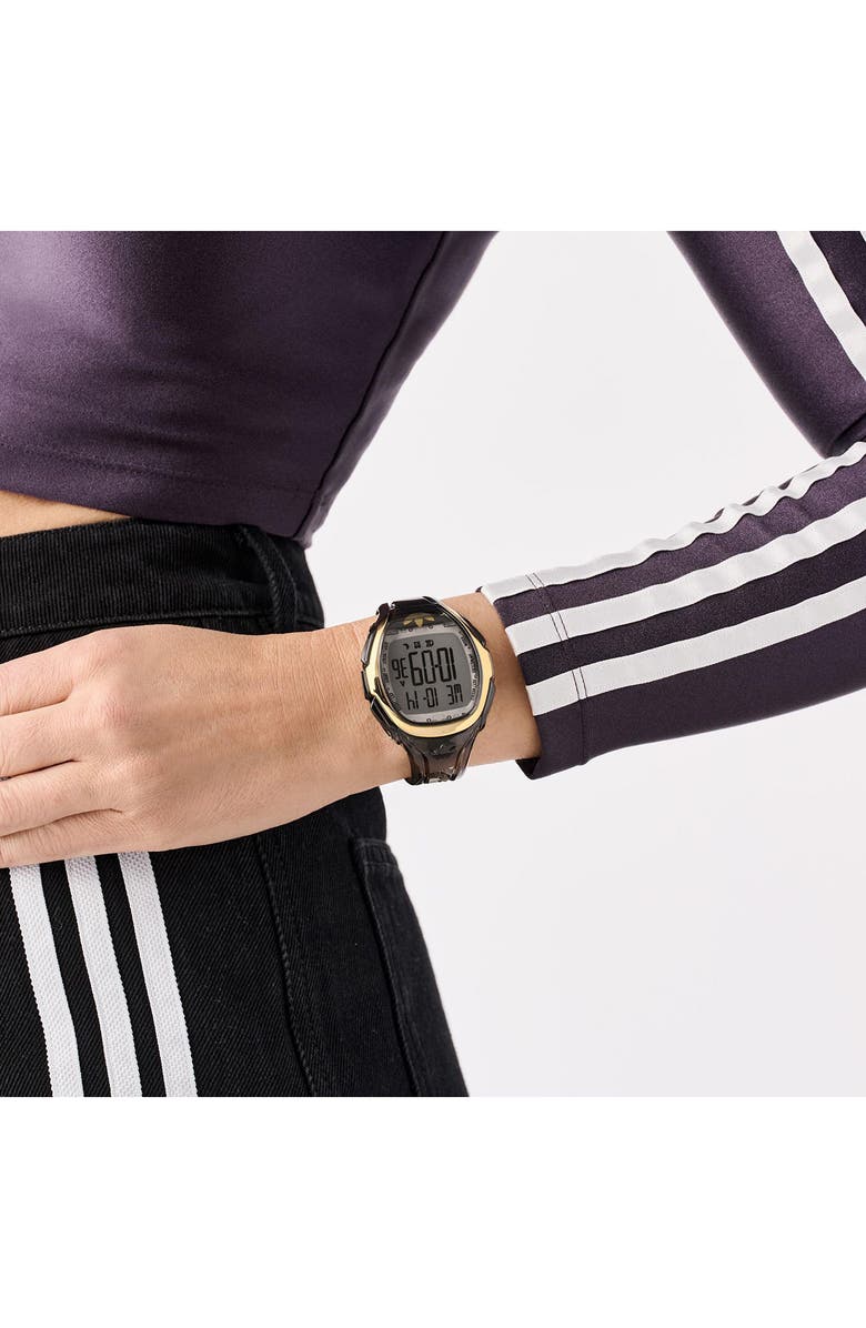 adidas AO Fashion Chronograph Silicone Strap Watch, 45mm, Alternate, color, Black