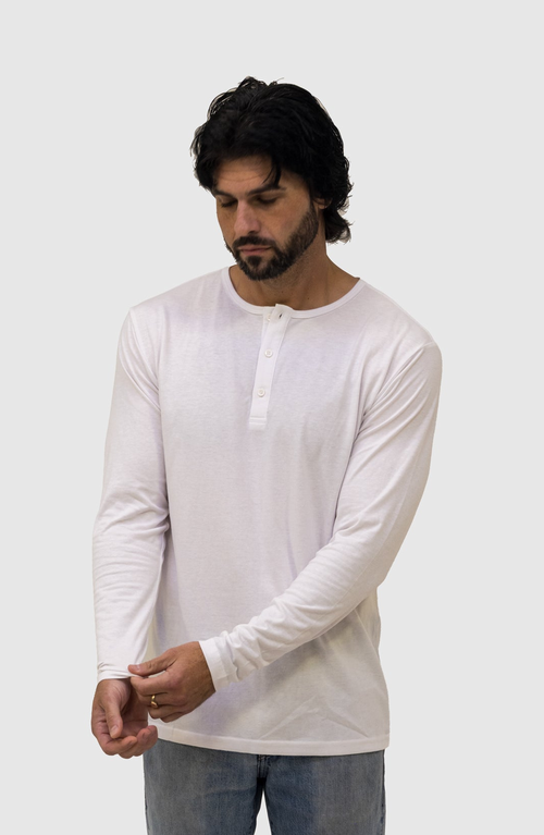 Epic Fits Long Sleeve Henley In White
