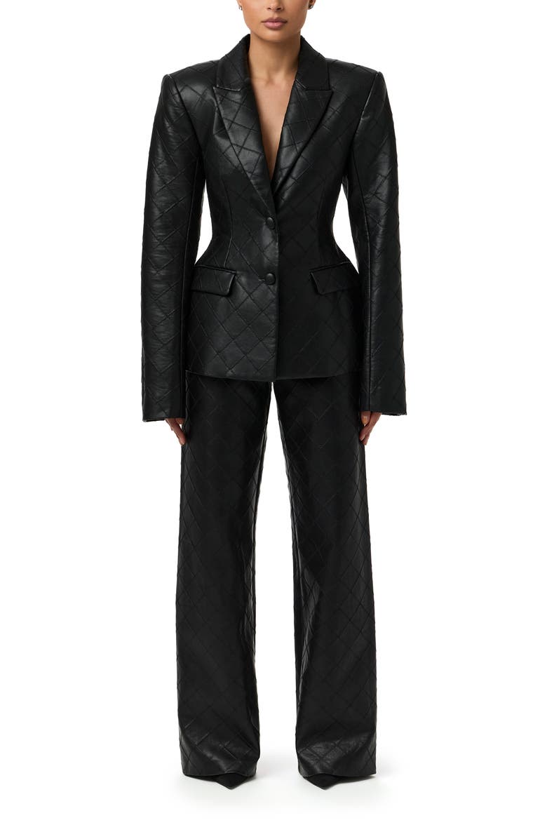 Naked Wardrobe Diamond Stitched Faux Leather Pants, Alternate, color, Black