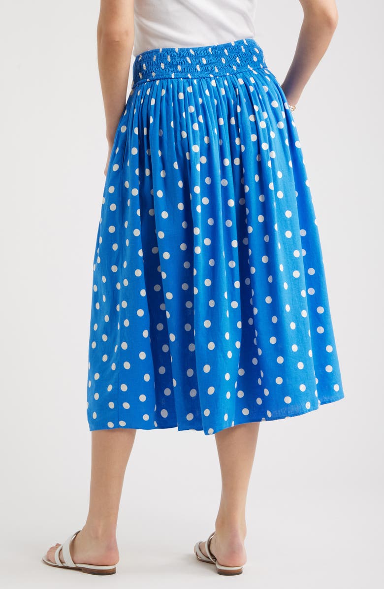 Caslon<sup>®</sup> Pull-On Linen Blend Midi Skirt, Alternate, color, Blue Palace Tulla Dot
