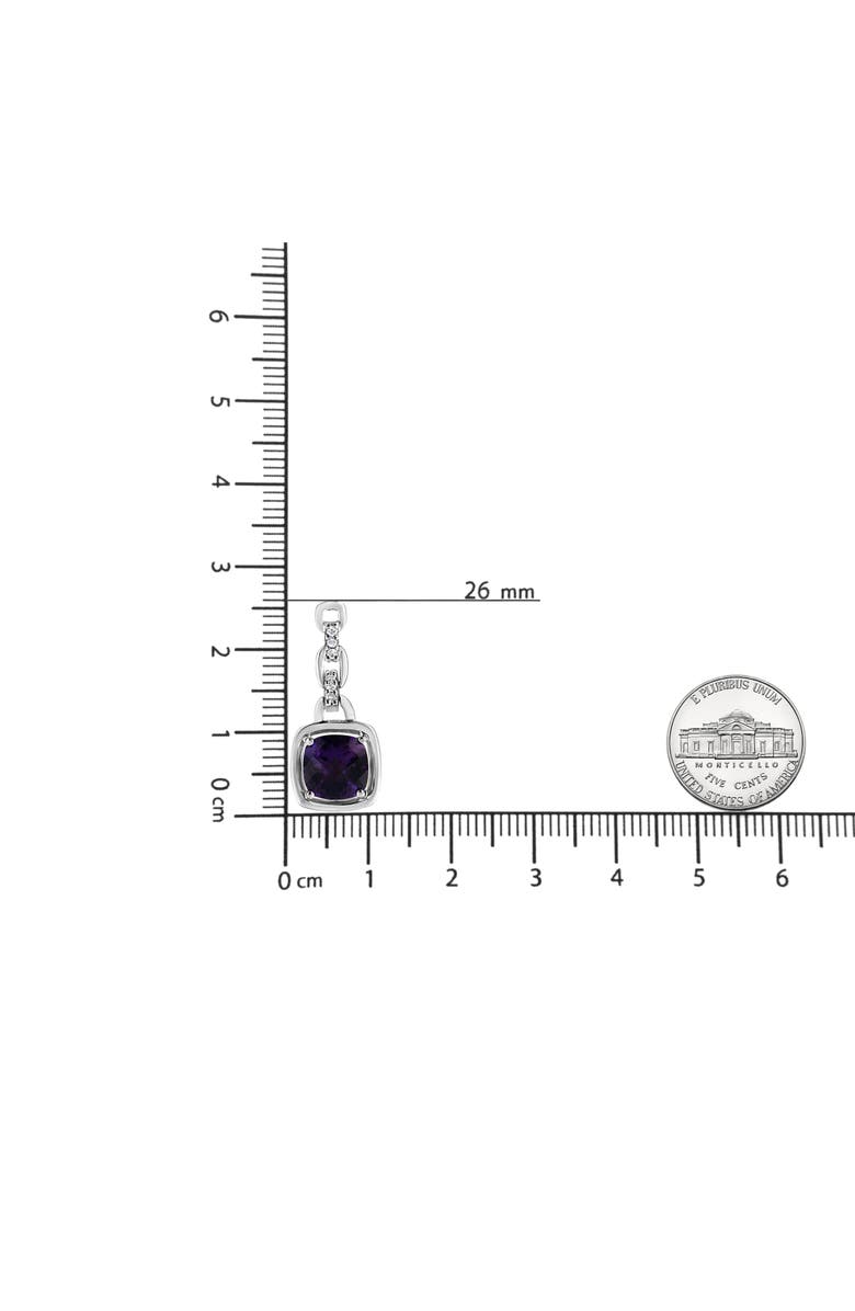 Haus of Brilliance Silver Purple Amethyst and Diamond Accented Bale Inch Pendant Necklace, Alternate, color, White