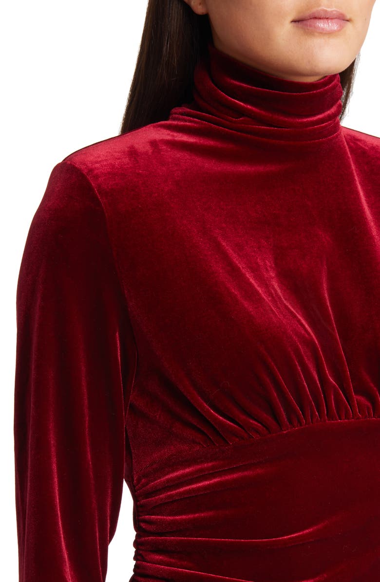 Amy Lynn High Turtleneck Long Sleeve Velvet Dress, Alternate, color,