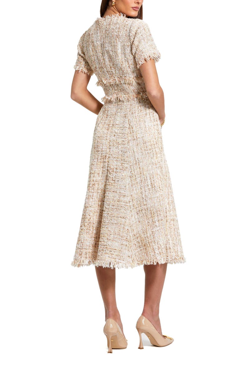 Petite Boucle Short Sleeve A Line Midi Dress, Alternate, color, Blush