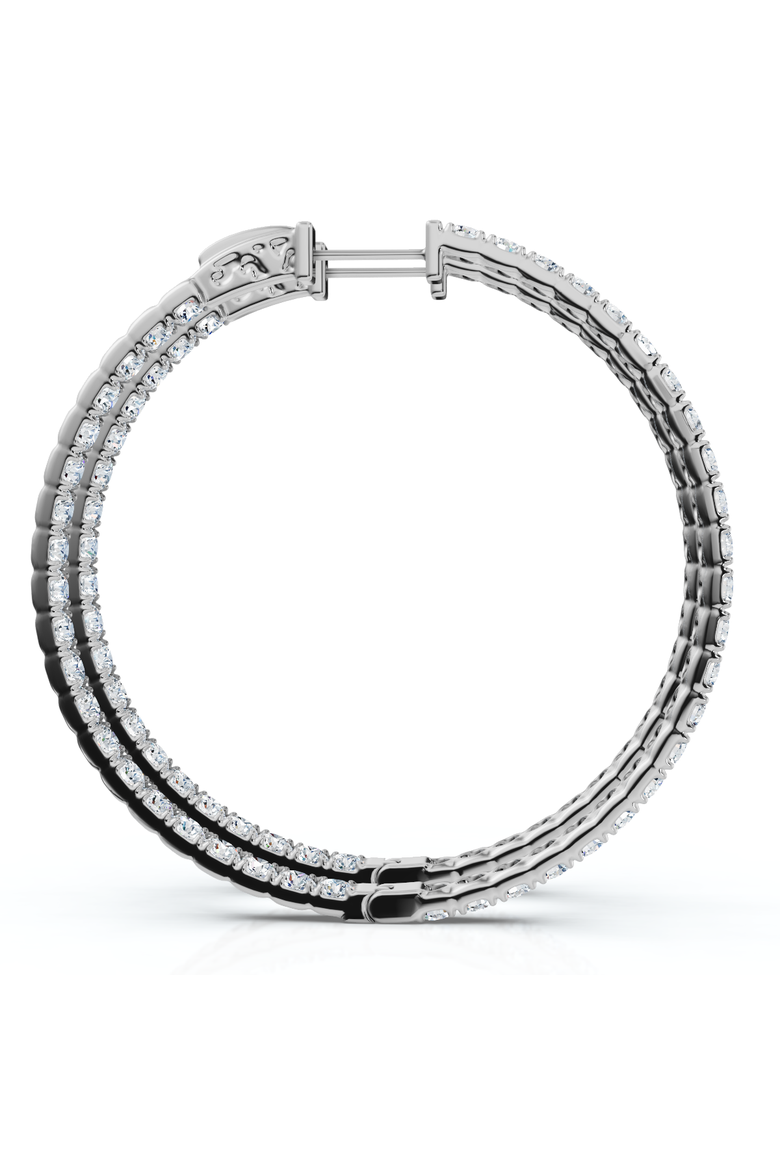 8.00CT 2" Diamond Inside Outside Hoops 14k Gold Lab Grown, Alternate, color, 14k White Gold
