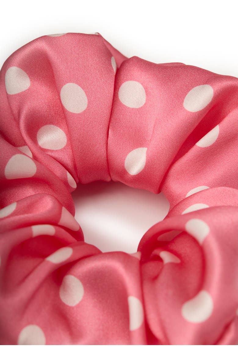 Petite Dot Silk Scrunchie, Alternate, color, Pink