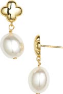ARGENTO VIVO Clover Faux Pearl Drop Earrings