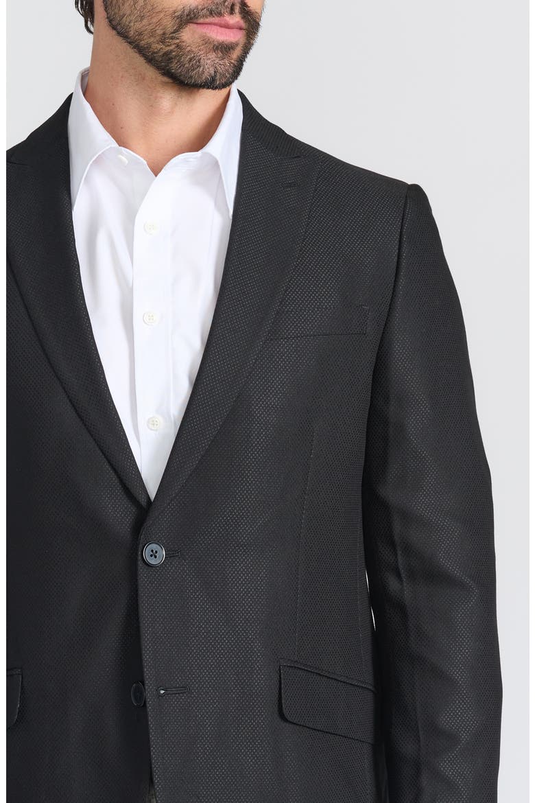 Slim Fit Peak Lapel Micro Check Blazer, Alternate, color, BLACK
