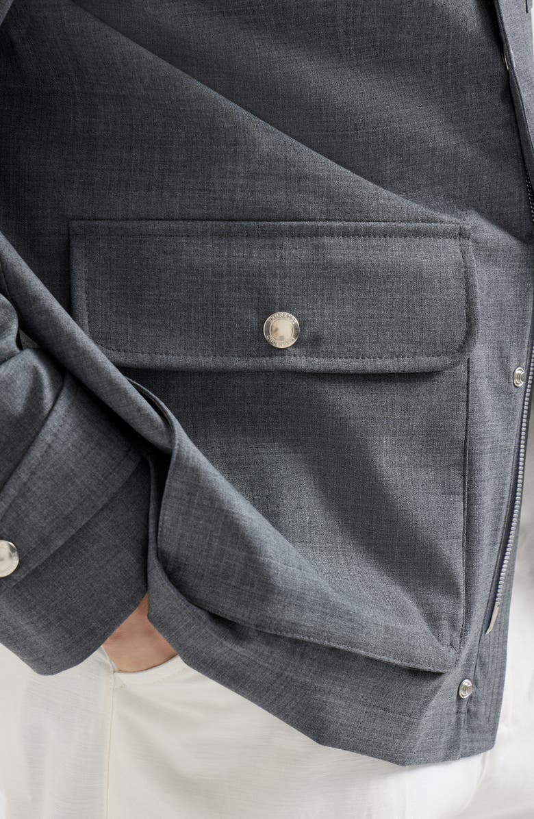 Brunello Cucinelli Bonded fresco field jacket, Alternate, color, Grey