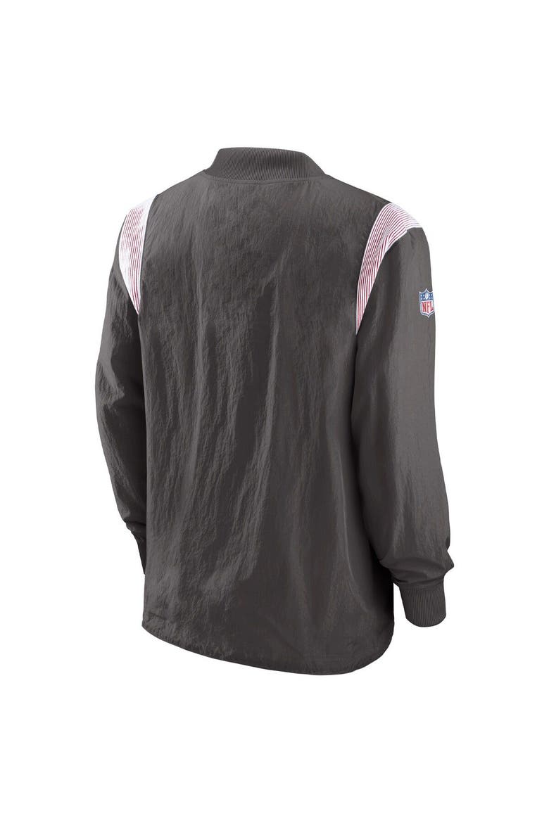 Men's Nike Pewter Tampa Bay Buccaneers Sideline Athletic Stack V-Neck Pullover Windshirt Jacket, Alternate, color, Pewter