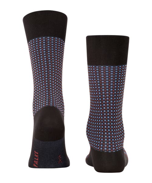 Falke Uptown Tie Patterned Dress Socks In Black