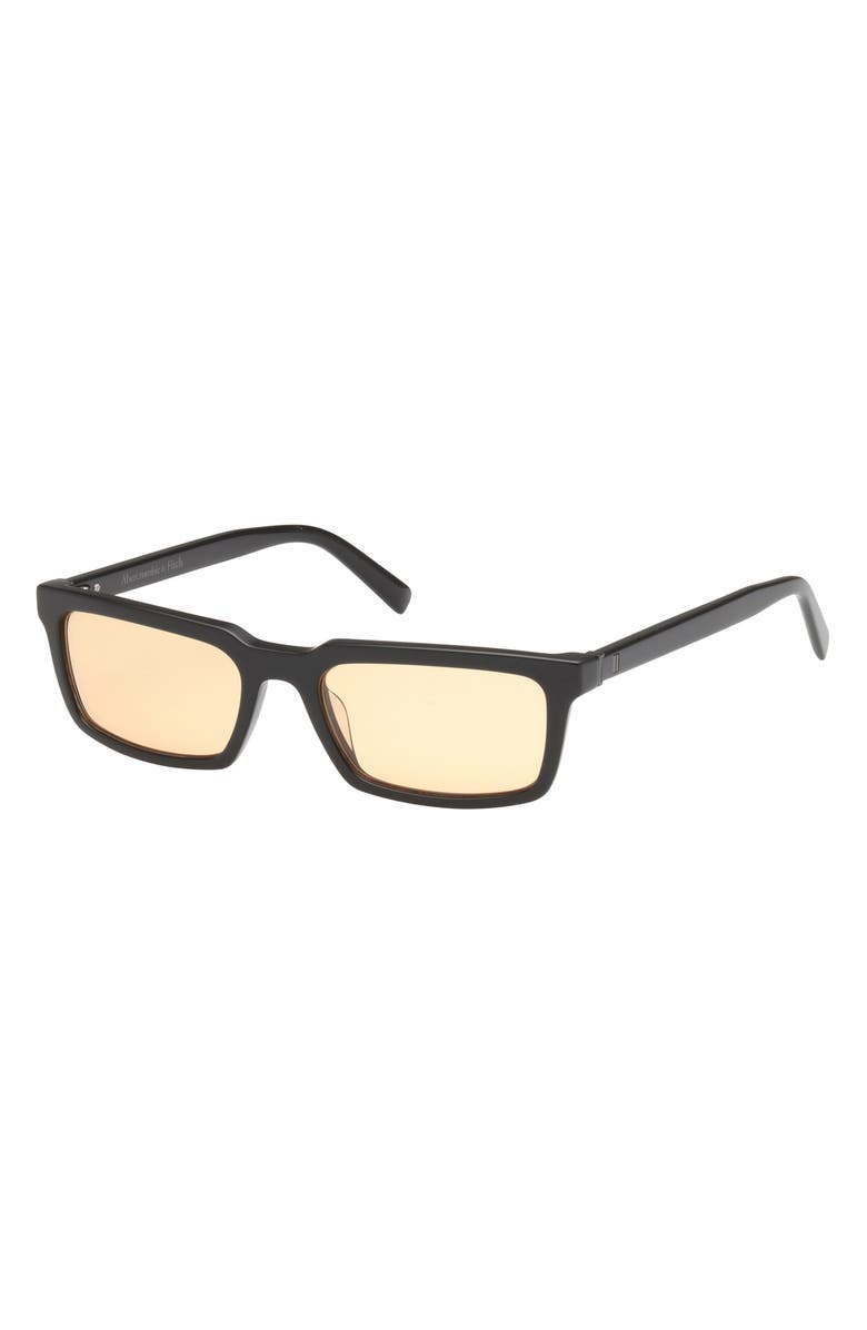 ABERCROMBIE & FITCH 54mm Rectangular Sunglasses, Alternate, color, Shiny Black / Amber Lens