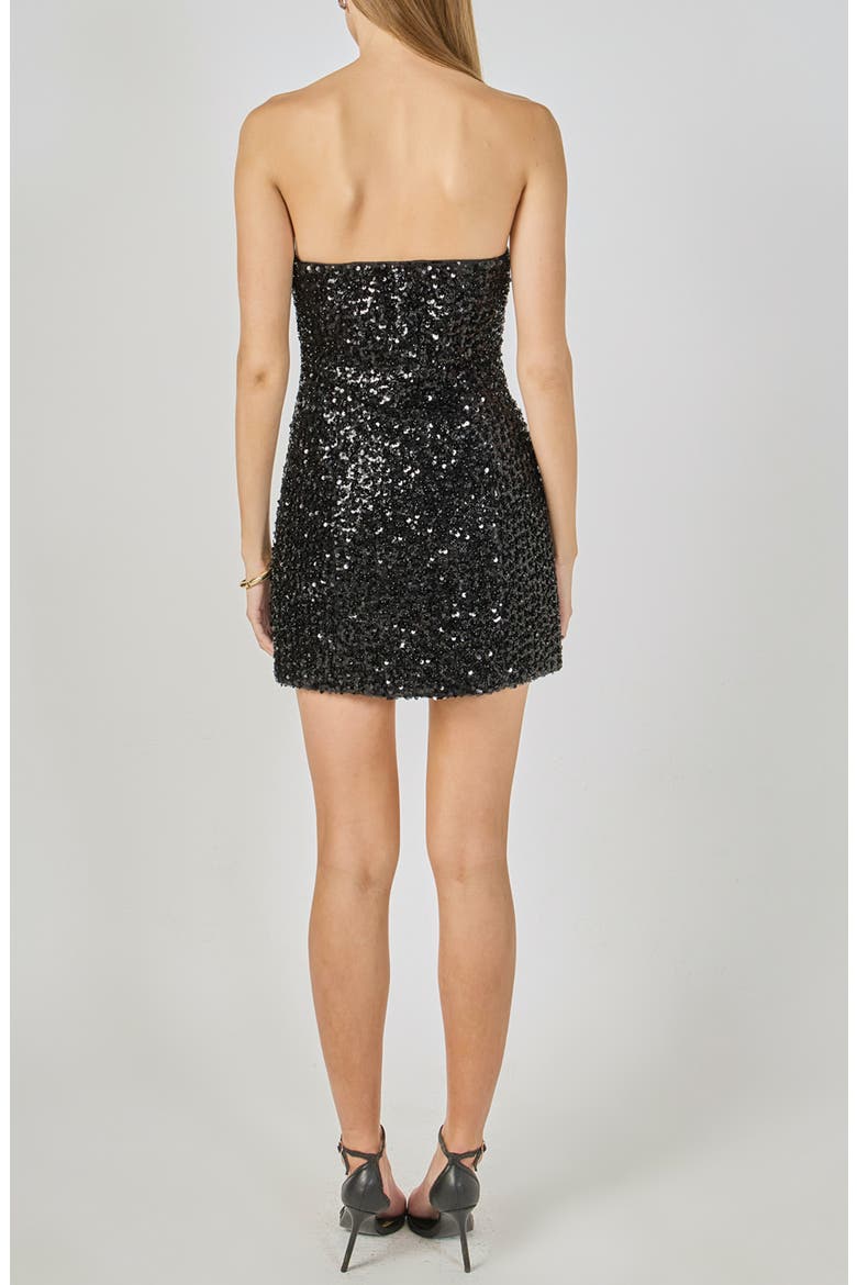 Strapless Sequin Minidress, Alternate, color, BLACK