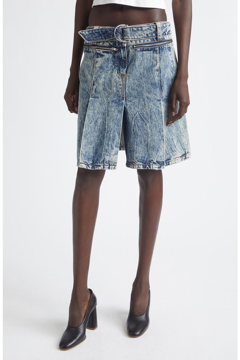 Denim Car Wash Pleated Skirt, Main, color, BLUE