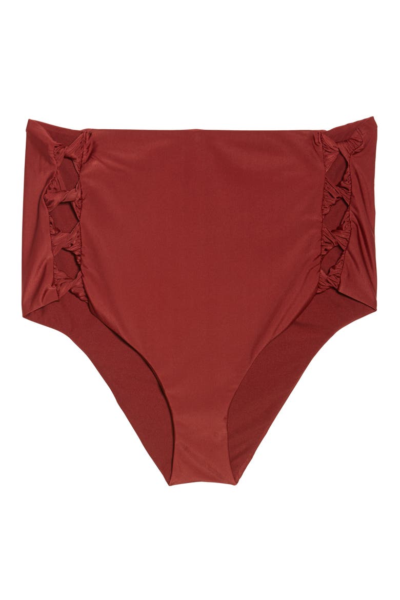BCA Love Letters High Waist Bikini Bottoms, Alternate, color, WINE