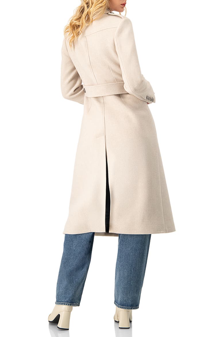 Double-Breasted Wool-Blend Belted Long Coat, Alternate, color, Grey