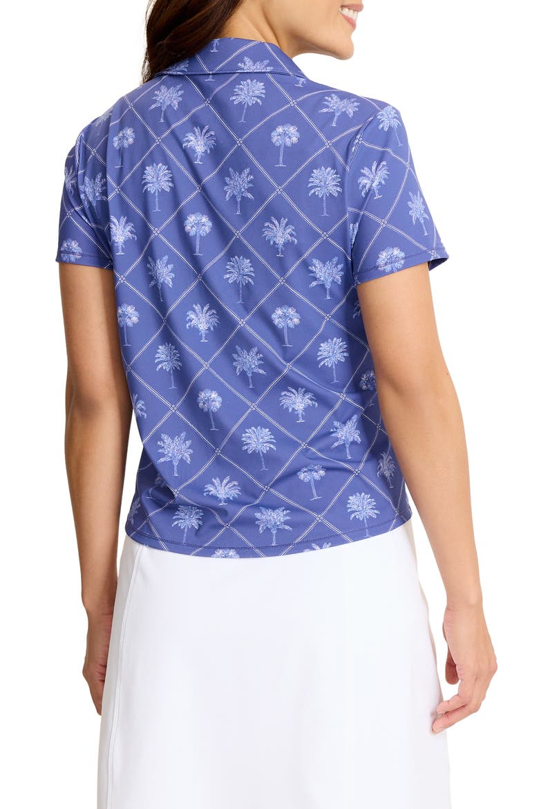 IslandZone® Abby Getaway Frond Johnny Collar Polo, Alternate, color, SANIBEL BLUE