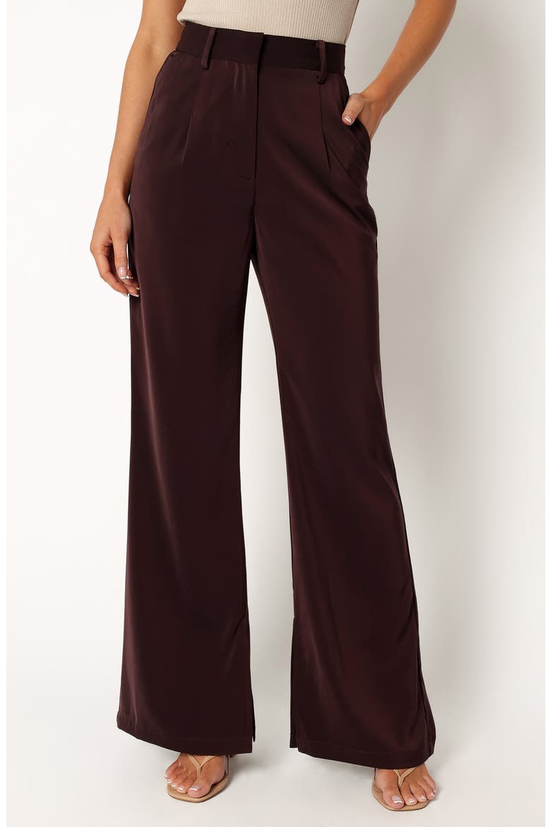 Neveah Wide Leg Satin Pants, Main, color, MERLOT