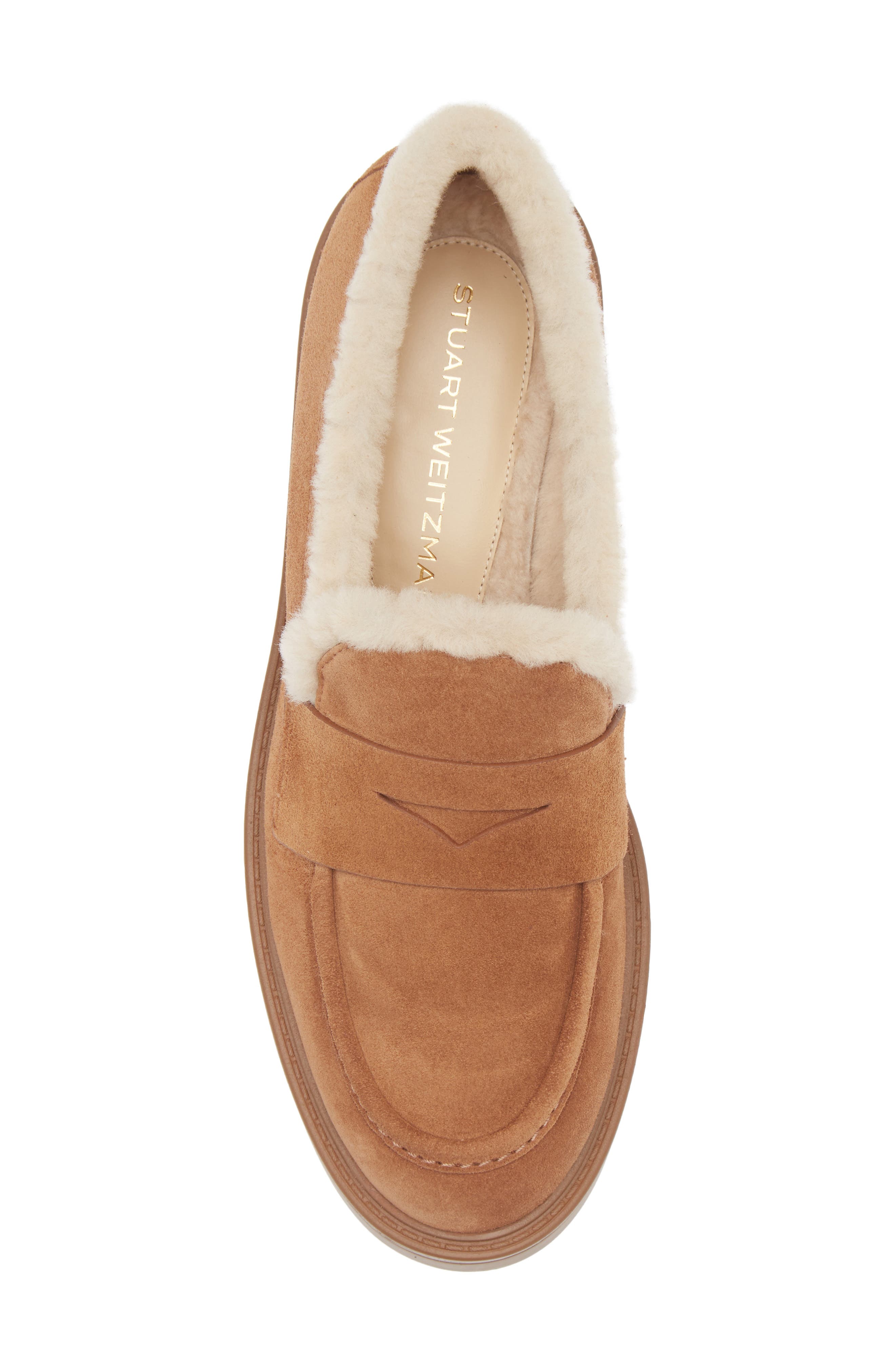 Stuart Weitzman Celia Lite Genuine Shearling Loafer, Alternate, color, Doe/ Vanilla