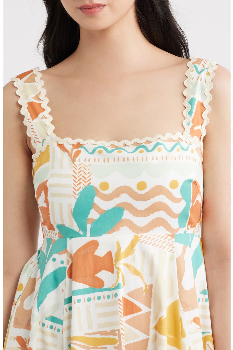 Print Rickrack Sleeveless Maxi Dress, Alternate, color, IVORY TAUPE