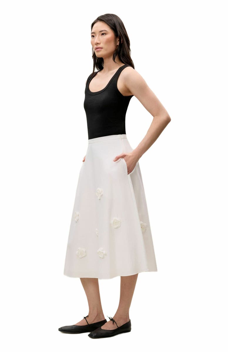 Rebecca Taylor Priya Poplin Skirt, Alternate, color, Milk