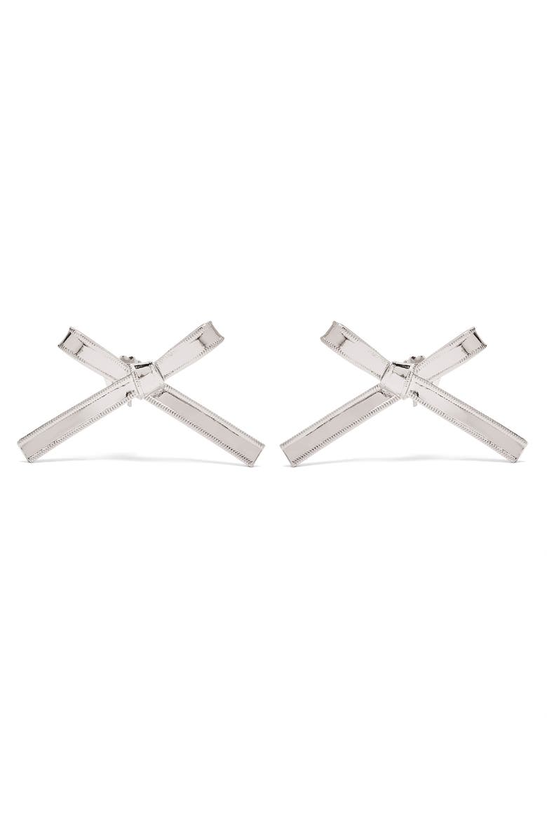 Marc Jacobs The Lingerie Bow Earrings, Main, color, Silver