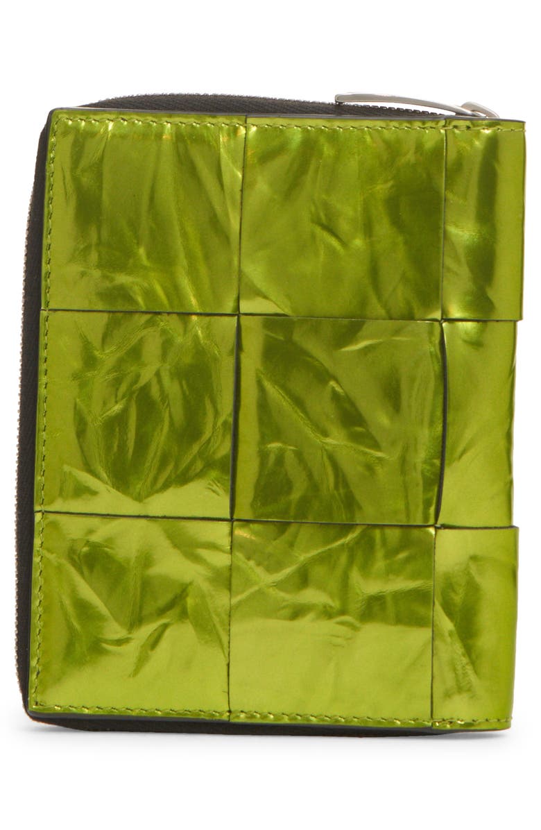 Bottega Veneta Intrecciato Metallic Leather Zip Wallet, Alternate, color, 