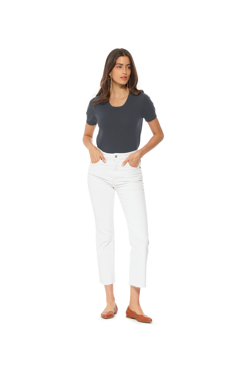Monticelli Cashmere Pure Cashmere Featherlight Knit Tee, Alternate, color, Charcoal