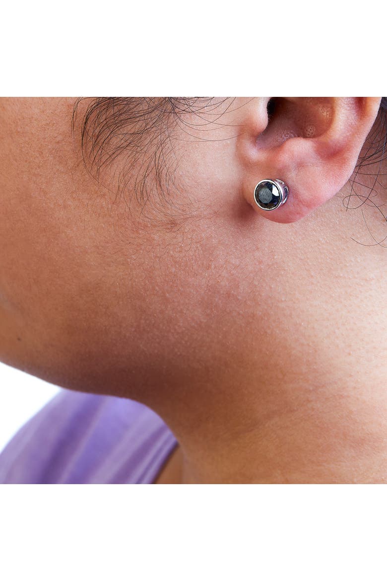 Silver 4.00 Cttw Black Diamond Bezel-Set Stud Earrings with Screw Backs, Alternate, color, White