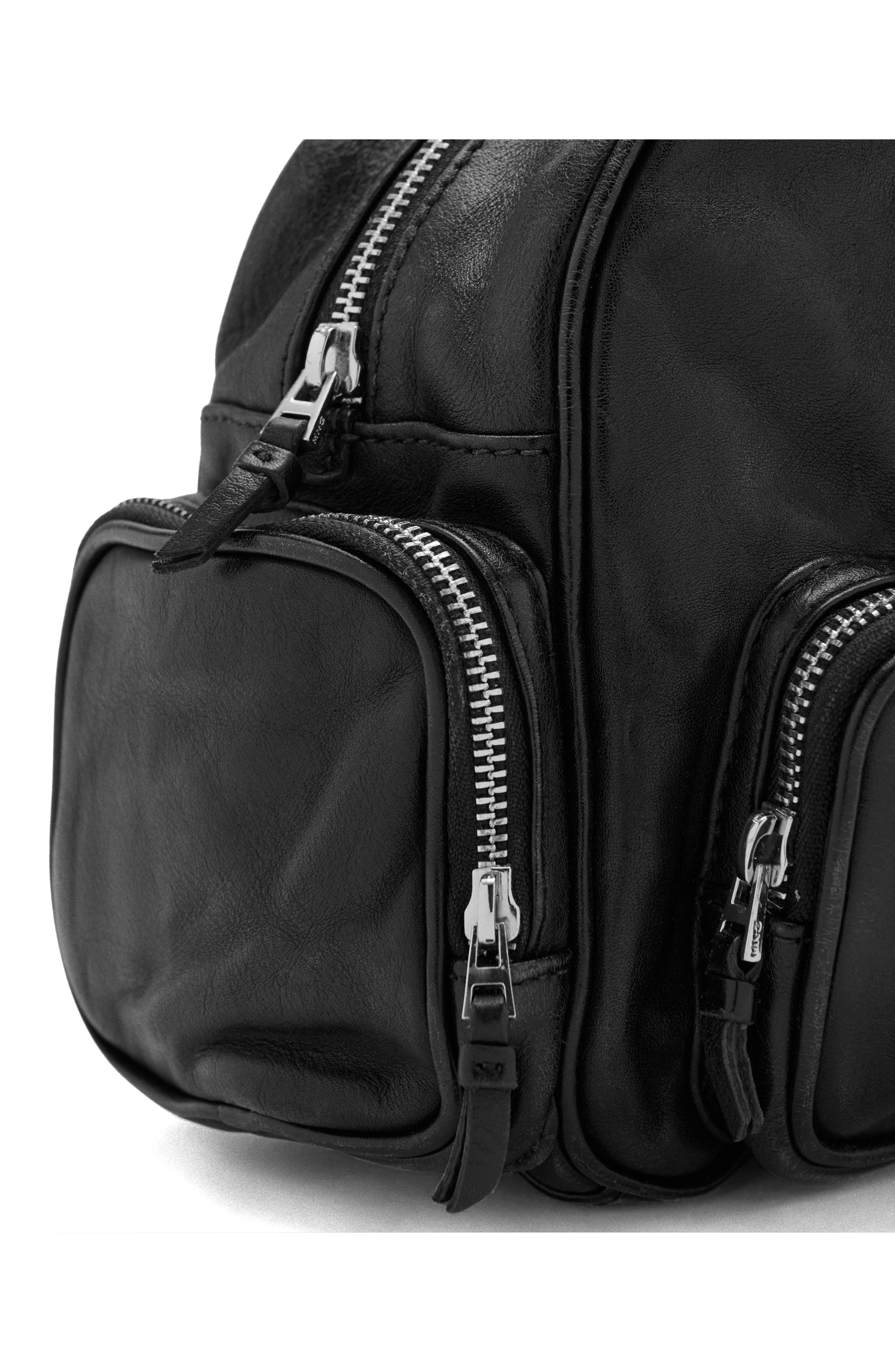 MANGO Leather Bowling Bag, Alternate, color, Black