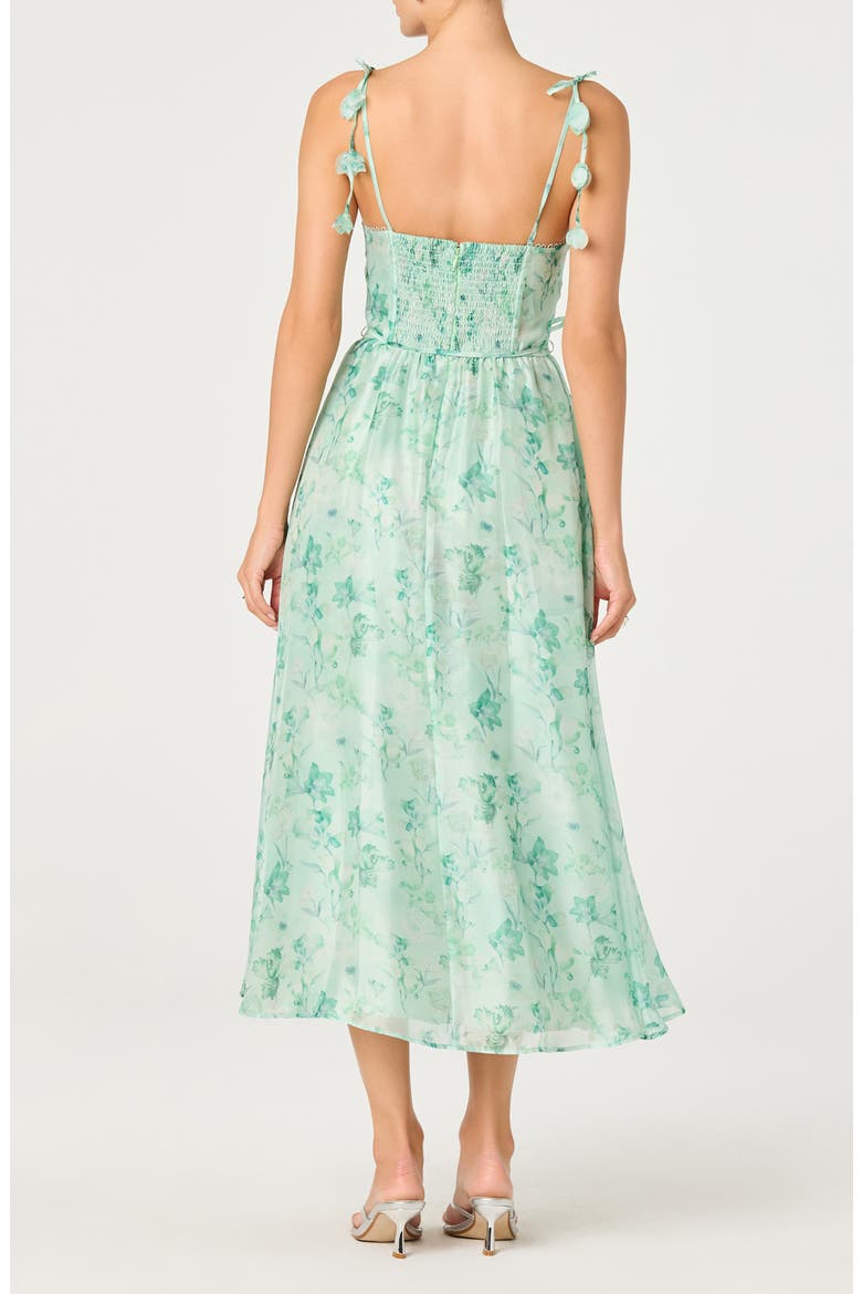 Halcyon Floral Print A-Line Dress, Alternate, color, GREEN FLORAL