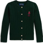 Polo Ralph Lauren Kids' Polo Bear Mini Cable Knit Cotton Cardigan