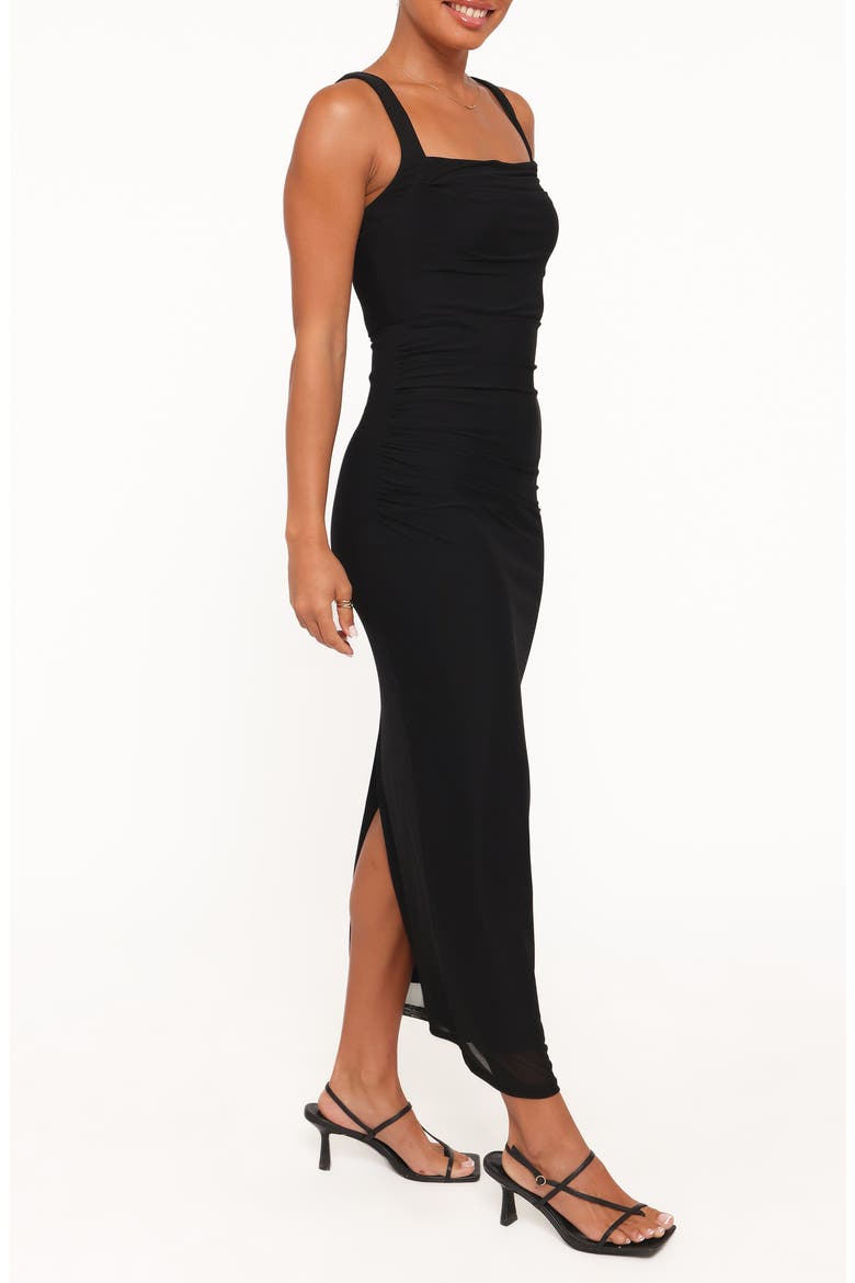 Eira Ruched Sleeveless Maxi Dress, Alternate, color, BLACK