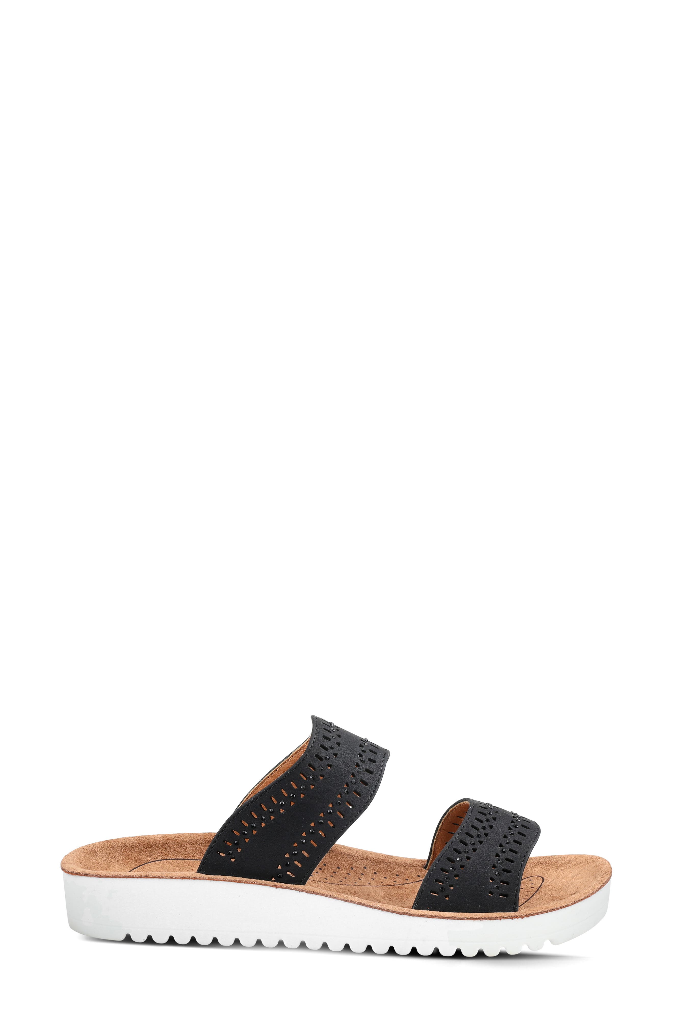 Flexus by Spring Step Bayshore Crystal Cutout Slide Sandal, Alternate, color, Black