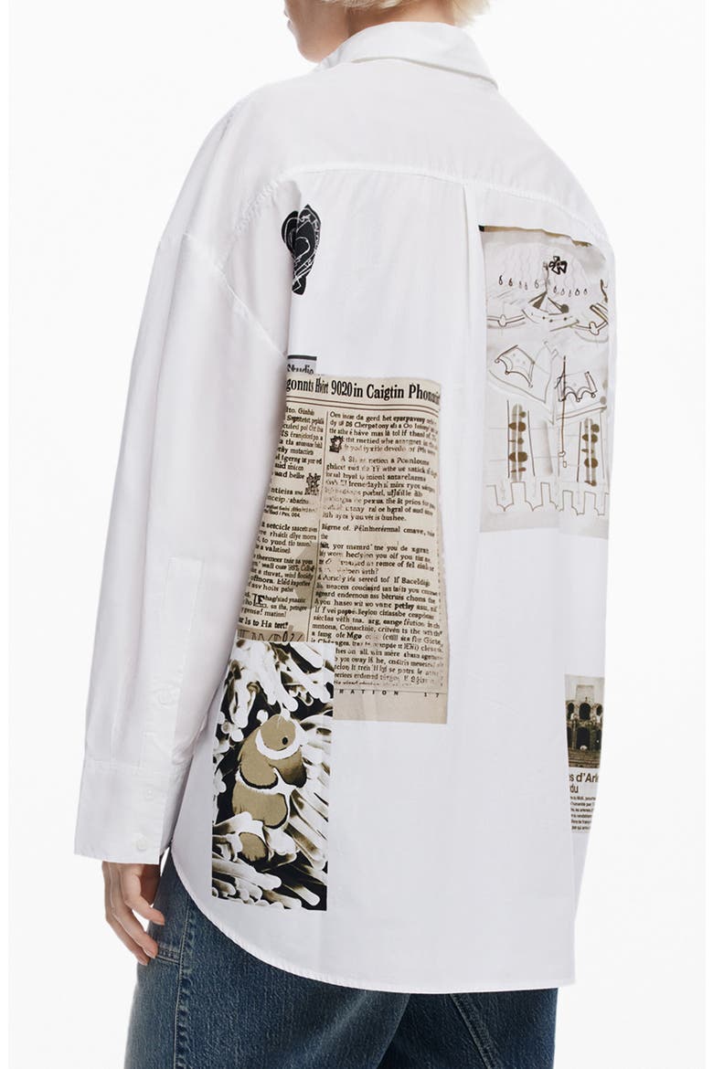 Relaxed Fit Zip Front Cotton Shirt, Alternate, color, WHITE