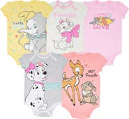 Disney Girls' 5-Pack Short Sleeve Bodysuits