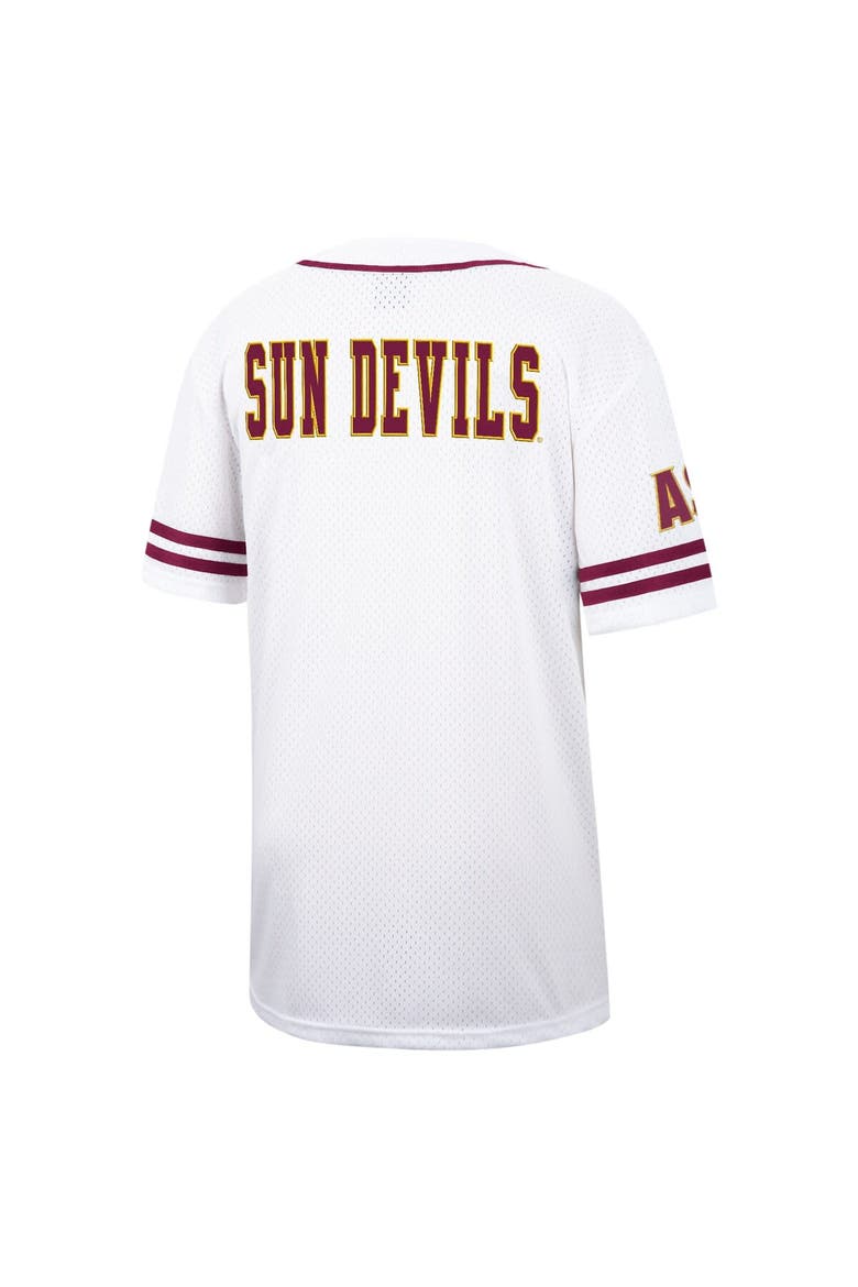 Men's Colosseum White Arizona State Sun Devils Free Spirited Mesh Button-Up Baseball Jersey, Alternate, color, White