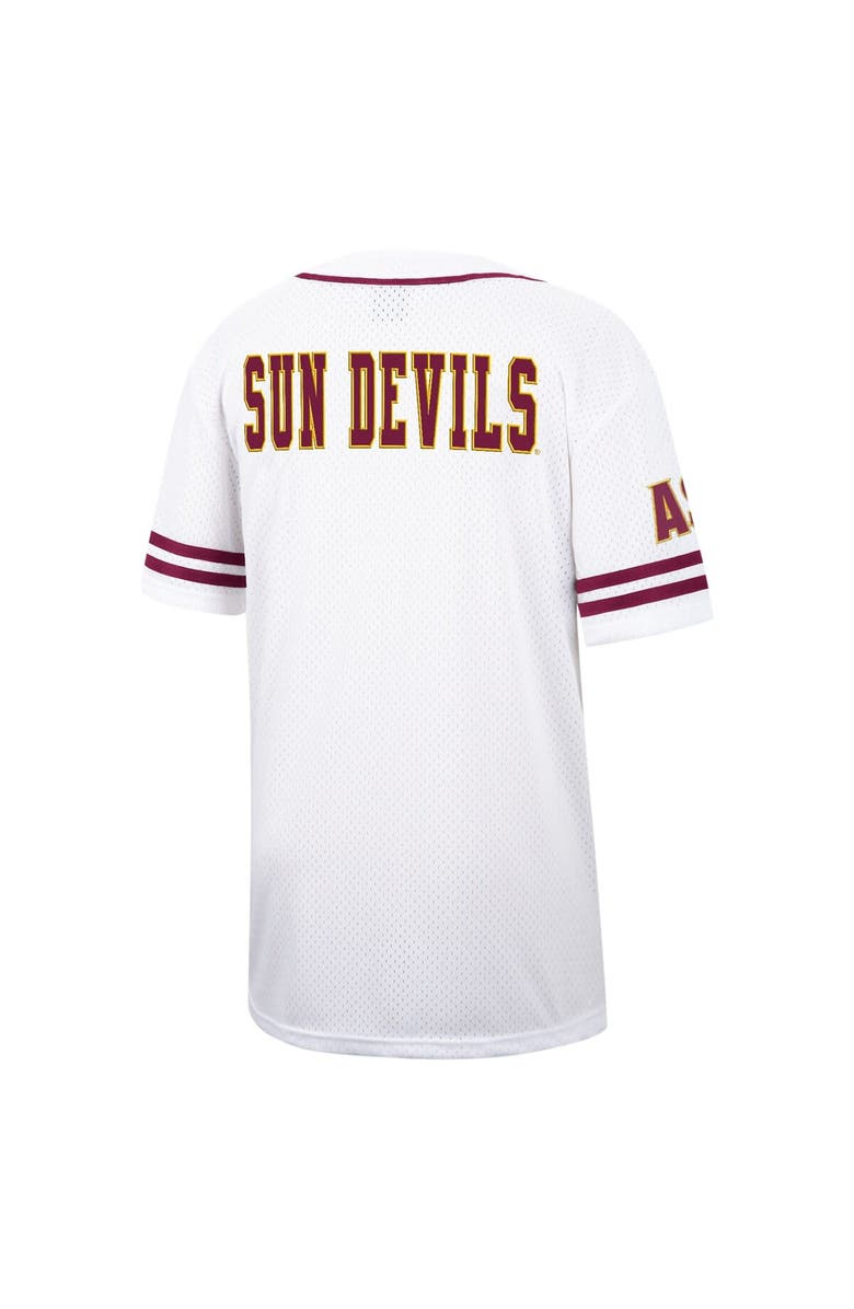 COLOSSEUM Men's Colosseum White Arizona State Sun Devils Free Spirited Mesh Button-Up Baseball Jersey, Alternate, color, 
