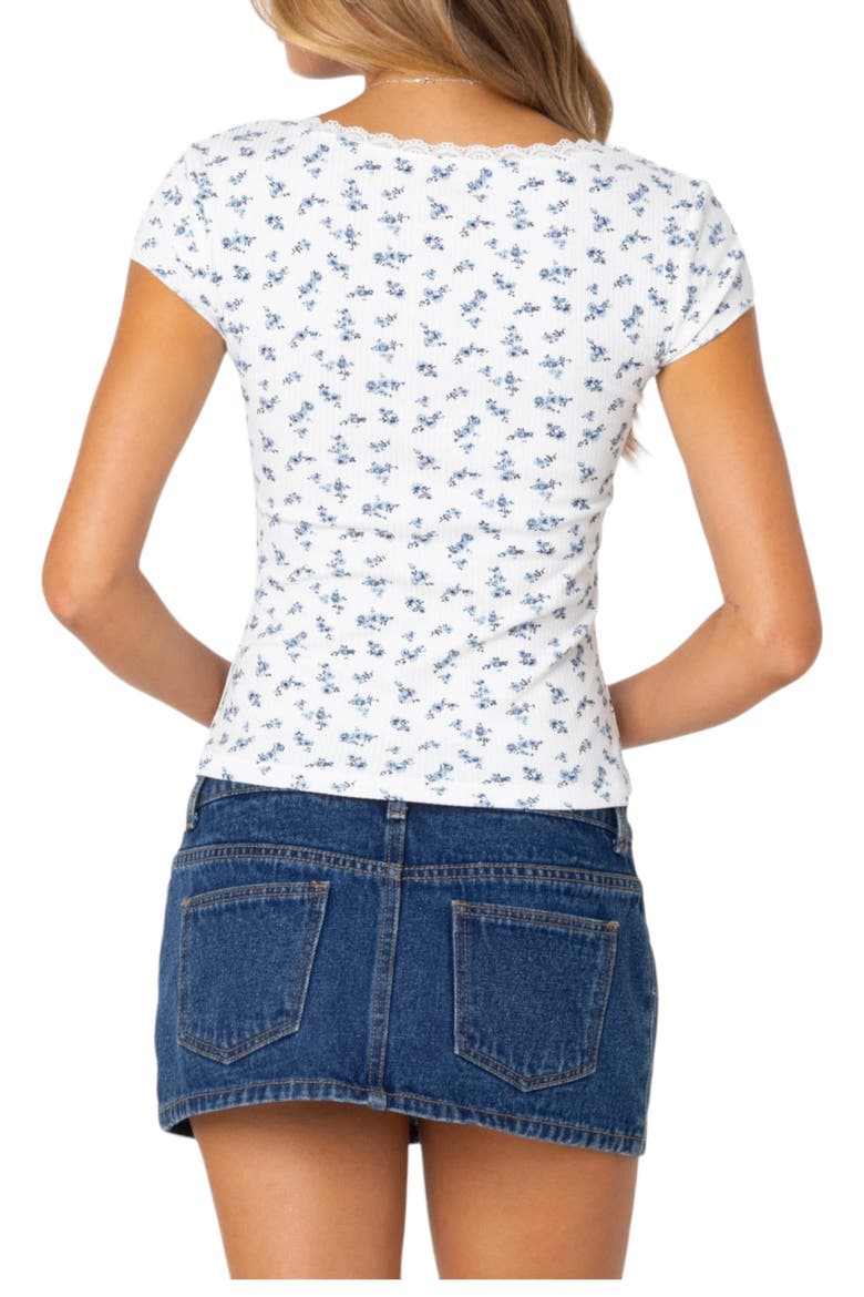 Orly Floral Rib Top, Alternate, color, WHITE