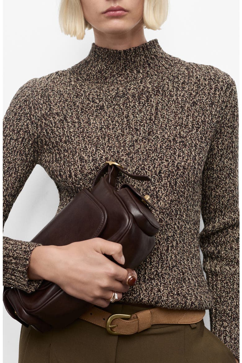 Speckled Perkins Cotton Blend Sweater, Main, color, CHOCOLATE