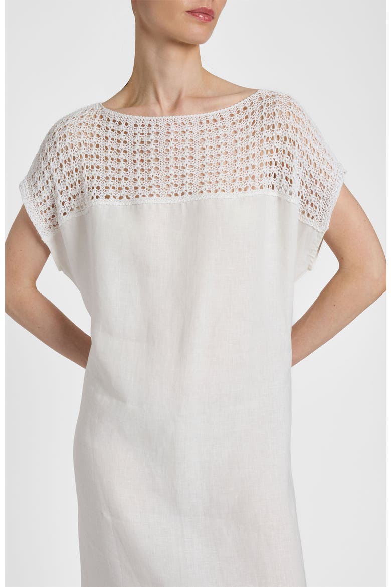 Harmony Crocheted Cap Sleeve Linen Maxi Dress, Alternate, color, Ivory