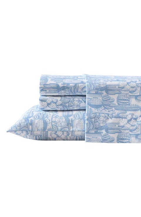 Cactus Toile Print Microfiber Sheet Set