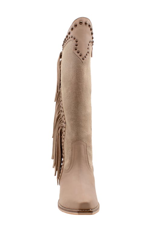 Volatile Palomino Fringe Knee High Western Boot In Brown