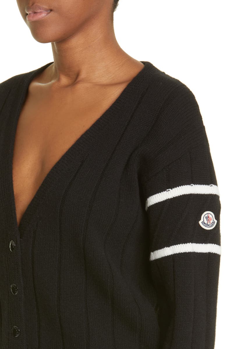 Moncler Virgin Wool & Cashmere Crop Cardigan, Alternate, color, 