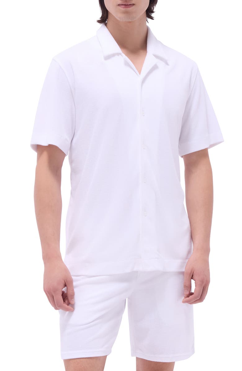 Bugatchi Short Sleeve French Terry Camp Shirt, Main, color, 