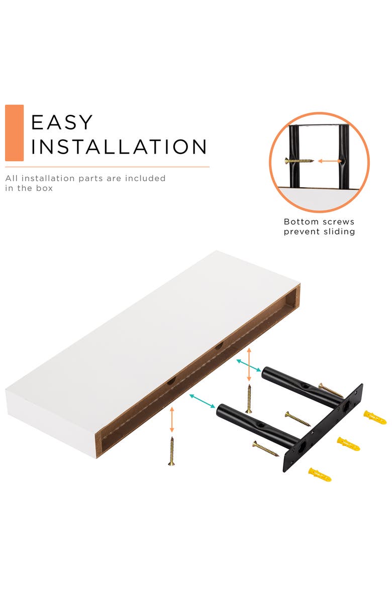 SORBUS Set of 3 Floating Shelves, Alternate, color, White