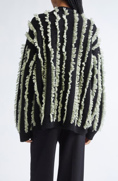 Zankov Joseph Fringe Stripe Merino Wool V-neck Cardigan In Black