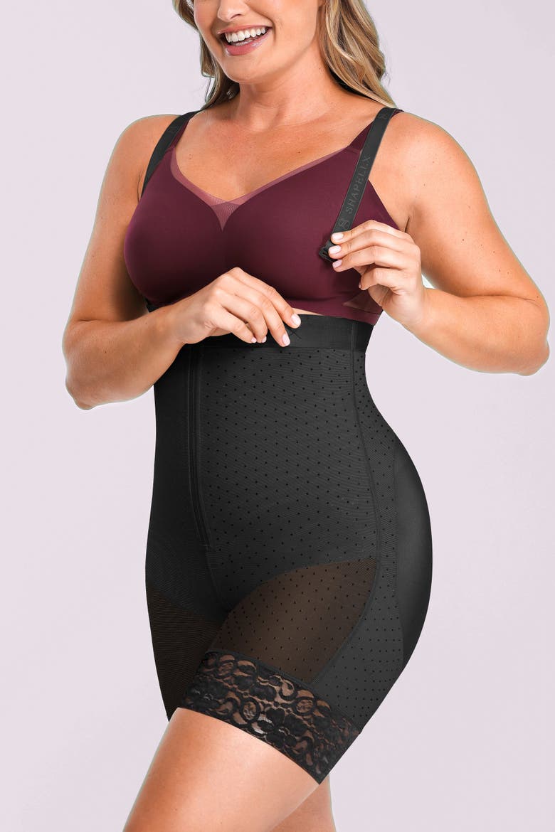 AirSlim High Waist Butt-Lifting Polka Dot Shorts, Alternate, color, Classic Black