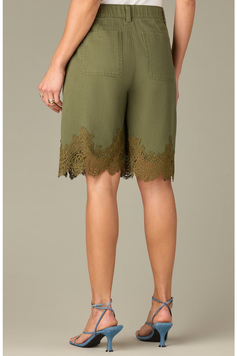 Skyrise Lace Trim Bermuda Shorts, Alternate, color, FOREST MOSS