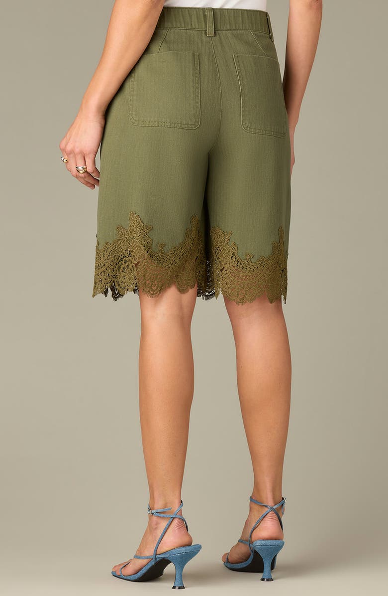 Wit & Wisdom Skyrise Lace Trim Bermuda Shorts, Alternate, color, Forest Moss